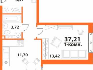 1-комн., 37.21 м², 23/24 этаж
