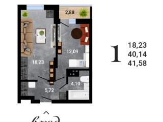 1-комн., 41.58 м², 4/27 этаж