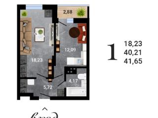 1-комн., 41.65 м², 3/27 этаж