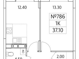 1-комн., 37.1 м², 23/25 этаж