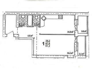 1-комн., 47.4 м², 1/5 этаж