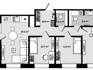 3-комн., 76.37 м², 7/22 этаж
